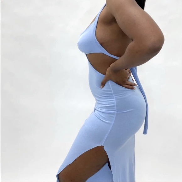 Halter Tie Cut Out Maxi Dress with Slit - Picture 2 of 3